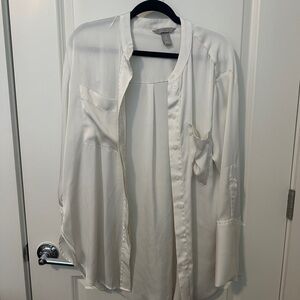 H&M White Silk Button-Up Blouse